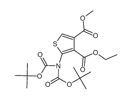 2-bis-t-butoxycarbonylamino-thiophene-3,4-dicarboxylic acid-3-ethyl ester-4-methyl ester Structure