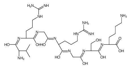 (2S)-6-amino-2-[[(2S)-2-[[2-[[(2S)-2-[[2-[[(2S)-2-[[(2S)-2-amino-3-methylbutanoyl]amino]-5-(diaminomethylideneamino)pentanoyl]amino]acetyl]amino]-5-(diaminomethylideneamino)pentanoyl]amino]acetyl]amino]-3-hydroxypropanoyl]amino]hexanoic acid结构式