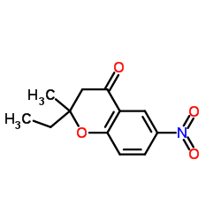 2-ETHYL-2-METHYL-6-NITRO-CHROMAN-4-ONE结构式