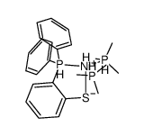 hydrido(3-diphenylphosphino)thiophenolato-[P,S]-bis(trimethylphosphine)nickel(II)结构式