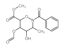 2H-1,2-Oxazine-6-carboxylicacid, 2-benzoyl-5-(formyloxy)tetrahydro-4-hydroxy-3-methyl-, methyl ester结构式