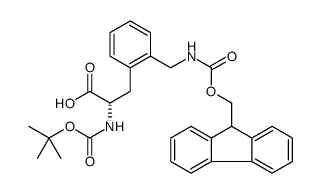L-Phenylalanine, N-[(1,1-dimethylethoxy)carbonyl]-2-[[[(9H-fluoren-9-ylmethoxy)carbonyl]amino]methyl]结构式