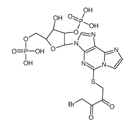 [(2R,3R,4R,5R)-2-[5-(4-bromo-2,3-dioxobutyl)sulfanylimidazo[2,1-f]purin-3-yl]-4-hydroxy-5-(phosphonooxymethyl)oxolan-3-yl] dihydrogen phosphate Structure