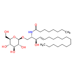 D-葡萄糖基-β-1,1'N-辛酰基-D-赤型-鞘氨醇结构式