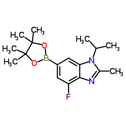 4-氟-2-甲基-1-(异丙基)-6-(4,4,5,5-四甲基-1,3,2-二氧杂环己硼烷-2-基)-1H-苯并咪唑结构式