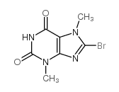8-溴-3,7-二甲基-3,7-二氢-1H-嘌呤-2,6-二酮结构式