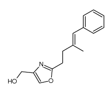 (E)-(2-(3-methyl-4-phenylbut-3-en-1-yl)oxazol-4-yl)methanol结构式