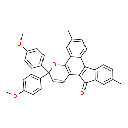 3,3-双(4-甲氧苯基)-6,11-二甲基苯并[H]茚[2,1-F]苯并哌喃-13(3H)-酮结构式