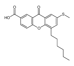 5-n-hexyl-7-(methylthio)-xanthone-2-carboxylic acid Structure