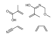 2-甲基-2-丙烯酸与1,3-丁二烯、N-(甲氧基甲基)-2-甲基-2-丙烯酰胺和2-丙烯腈的聚合物结构式