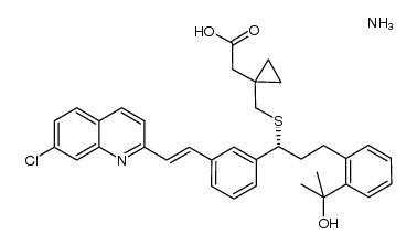 (R,E)-2-(1-(((1-(3-(2-(7-chloroquinolin-2-yl)vinyl)phenyl)-3-(2-(2-hydroxypropan-2-yl)phenyl)propyl)thio)methyl)cyclopropyl)acetic acid, ammonia salt Structure