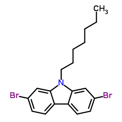 2,7-二溴-9-庚基-9H-咔唑结构式