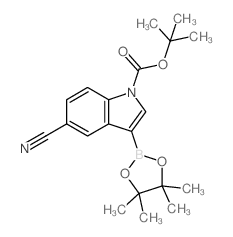 5-氰基-3-(4,4,5,5-四甲基-1,3,2-二氧杂硼烷-2-基)-1H-吲哚-1-甲酸叔丁酯结构式