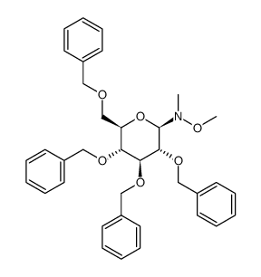 N,O-dimethyl-N-(2,3,4,6 tetra-O-benzyl-β-D-glucopyranosyl)hydroxylamine Structure
