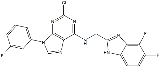 2-chloro-N-((4,5-difluoro-1H-benzo[d]imidazol-2-yl)methyl)-9-(3-fluorophenyl)-9H-purin-6-amine Structure