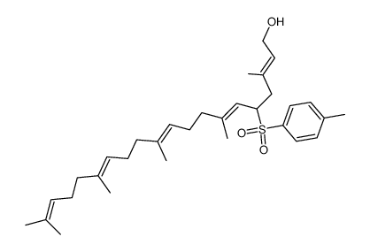 (2E,6E,10E,14E)-3,7,11,15,19-pentamethyl-5-tosylicosa-2,6,10,14,18-pentaen-1-ol结构式