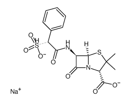 disodium [2S-[2alpha,5alpha,6beta(S*)]]-3,3-dimethyl-7-oxo-6-(phenylsulphonatoacetamido)-4-thia-1-azabicyclo[3.2.0]heptane-2-carboxylate结构式