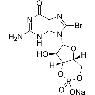 8-溴鸟嘌呤3‘,5’-环一磷酸 钠盐结构式