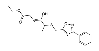 ethyl 2-[2-[(3-phenyl-1,2,4-oxadiazol-5-yl)methylsulfanyl]propanoylamino]acetate Structure