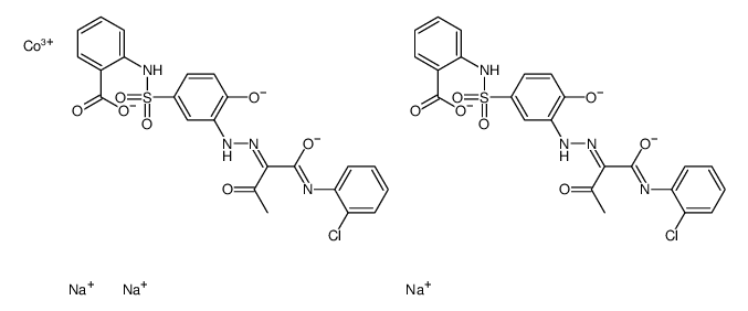 Cobaltate(3-), bis[2-[[[3-[[1-[[(2-chlorophenyl) amino]carbonyl]-2-oxopropyl]azo]-4-hydroxyphenyl ]sulfonyl]amino]benzoato(3-)]-, trisodium Structure