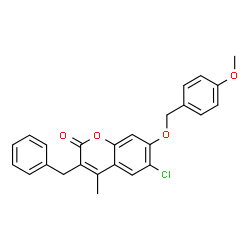 3-benzyl-6-chloro-7-[(4-methoxyphenyl)methoxy]-4-methylchromen-2-one结构式