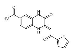 3-氧代-2-[2-氧代-2-噻吩(z)-亚基]-1,2,3,4-四氢化喹恶啉-6-羧酸结构式