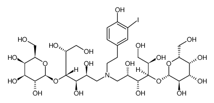 D-Glucitol, 1,1'-[[2-[4-hydroxy-3-(iodo-125I)phenyl]ethyl]imino]bis[1-deoxy-4-O-β-D-galactopyranosyl Structure