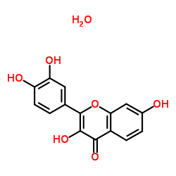 2-(3,4-二羟基苯基)-3,7-二羟基-4H-吡喃-4-酮水合物结构式