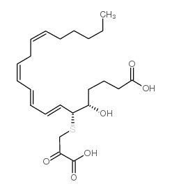 5S-羟基-6R-(S-(2-氧-3-硫代丙酰基))-7E,9E,11Z,14Z-二十碳四烯酸结构式