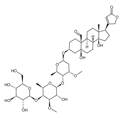 strophanthidin β-D-glucosyl-(1 -> 4)-β-D-digitaloside (apobasinoside) Structure