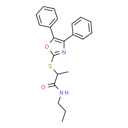 2-((4,5-二苯基恶唑-2-基)硫基)-N-丙基丙酰胺结构式