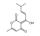 3-(1-hydroxy-4-methylpent-2-enylidene)-6-methylpyran-2,4-dione结构式