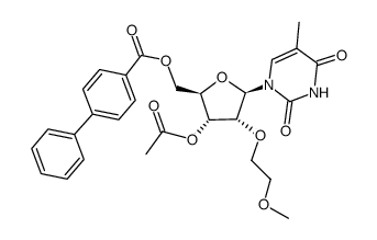 3'-O-Acetyl-2'-O-(2-methoxyethyl)-5-methyl-5'-O-(4-phenylbenzoyl)uridin Structure