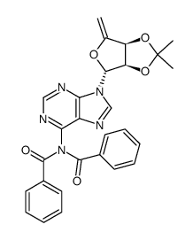 N6,N6-dibenzoyl-9-(5-deoxy-2,3-O-isopropylidene-β-D-erythropent-4-enofuranosyl)adenine结构式