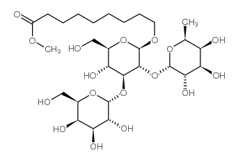 8-甲氧基羰基辛基2-O-(aL-呋喃基呋喃糖基)-3-O-(aD-吡喃半乳糖基)-bD-吡喃半乳糖苷结构式