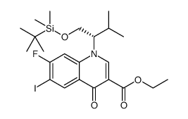 (S)-ethyl 1-(1-((tert-butyldimethylsilyl)oxy)-3-methylbutan-2-yl)-7-fluoro-6-iodo-4-oxo-1,4-dihydroquinoline-3-carboxylate结构式