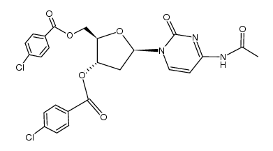 N4-acetyl-O3',O5'-bis-(4-chloro-benzoyl)-2'-deoxy-cytidine结构式