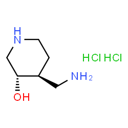 反式-4-(氨基甲基)哌啶-3-醇二盐酸盐结构式