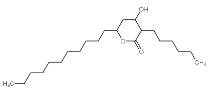 3-己基四氢-4-羟基-6-十一烷基-2H-吡喃-2-酮结构式