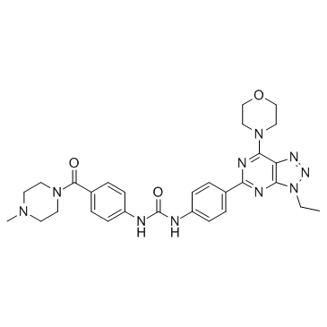 1-[4-[3-乙基-7-(吗啉-4-基)-3H-[1,2,3]三唑并[4,5-d]嘧啶-5-基]苯基]-3-[4-[(4-甲基哌嗪-1-基)羰基]苯基]脲图片