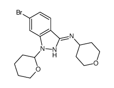 6-溴-1-(四氢-2H-吡喃-2-基)-N-(四氢-2H-吡喃-4-基)-1H-吲唑-3-胺结构式