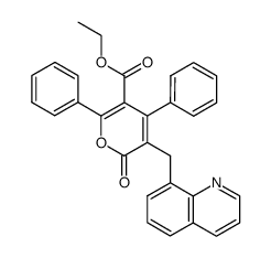 6-Oxo-2,4-diphenyl-5-quinolin-8-ylmethyl-6H-pyran-3-carboxylic acid ethyl ester结构式