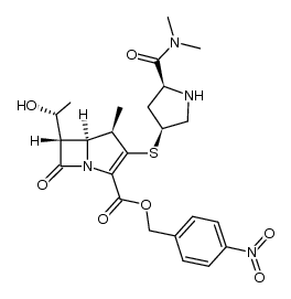 4-nitrobenzyl (4R,5S,6S)-3-[[(3S,5S)-5-(dimethylcarbamoyl)-3-pyrrolidinyl]thio]-6-[(1R)-1-hydroxy-ethyl]-4-methyl-7-oxo-1-azabicyclo[3.2.0]hept-2-ene-2-carboxylate结构式