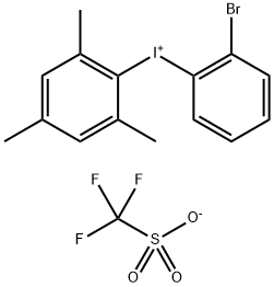 (2-溴苯基)(2,4,6-三甲基苯基)碘鎓三氟甲磺酸盐结构式