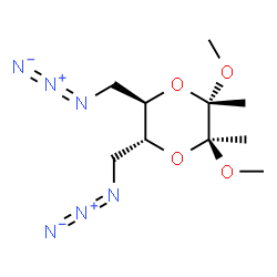 (2S,3S,5R,6R)-5,6-双(叠氮甲基)-2,3-二甲氧基-2,3-二甲基-1,4-二氧己环结构式