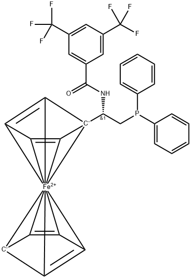 N-[(1S)-(1-Ferrocenyl)-2-(diphenylphosphino)ethyl)]-3,5-bis(trifluoromethyl)-benzamide Structure