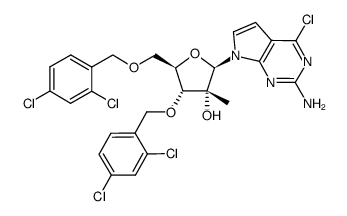 2-amino-4-chloro-7-[3,5-bis-O-(2,4-dichlorophenylmethyl)-2-C-methyl-β-D-ribofuranosyl]-7H-pyrrolo[2,3-d]pyrimidine Structure