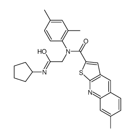 (9CI)-N-[2-(环戊基氨基)-2-氧代乙基]-N-(2,4-二甲基苯基)-7-甲基-噻吩并[2,3-b]喹啉-2-羧酰胺结构式