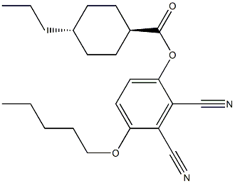 trans-4-Propylcyclohexanecarboxylic acid 2,3-dicyano-4-(pentyloxy)phenyl ester structure