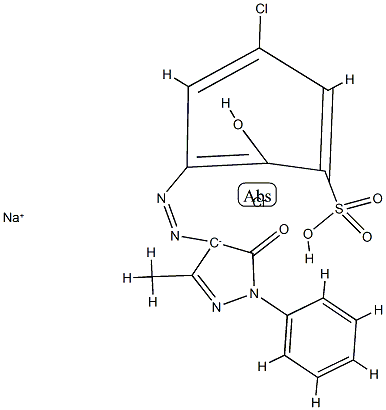 sodium [5-chloro-3-[(4,5-dihydro-3-methyl-5-oxo-1-phenyl-1H-pyrazol-4-yl)azo]-2-hydroxybenzene-1-sulphonato(3-)]chromate(1-)结构式